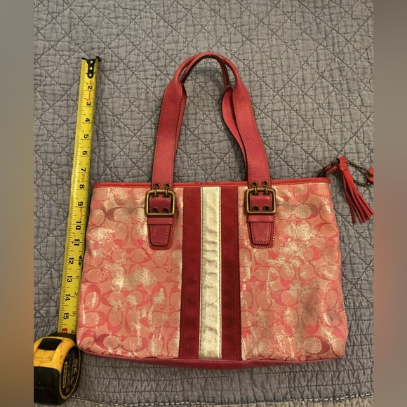 COACH 2005 Rare Vintage Pink & Silver Tie Dye Metallic Tote & Wallet Set Y2K - Picture 12 of 16